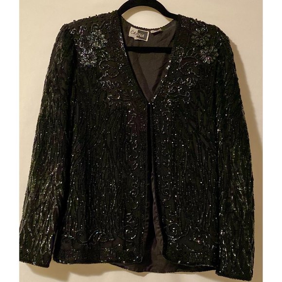 Carina International Vintage Black Sequined Top - Picture 1 of 11